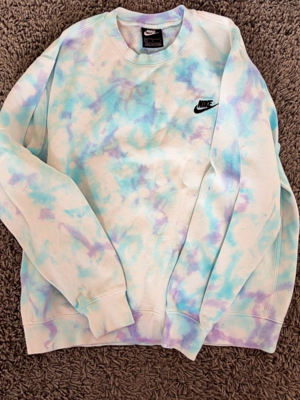 Nike Pastel Tie-Dye Crewneck Sweatshirt - Light Blue & Lavender